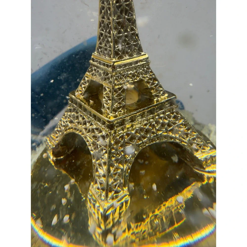 Walgreens Eiffel Tower Water Globe Glitter Snow Globe Gold Base Decor